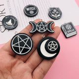 10pcs Witch Moon Crystal Ball Pendant Halloween DIY Necklace Making