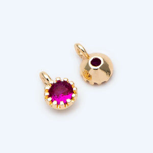 10pcs Hot Pink CZ Paved Charm Pendants 4x6mm, Real Plated Brass