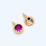 10pcs Hot Pink CZ Paved Charm Pendants 4x6mm, Real Plated Brass