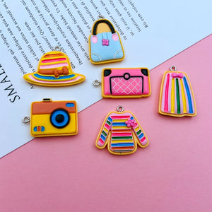 10pcs Resin Girl Charm Hat Nail Polish Pendant for DIY Necklace