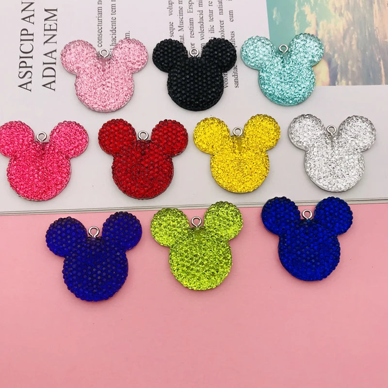 10pcs Sparkle Mouse Charms DIY Jewelry Accessory Pendant