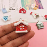 10pcs Resin Christmas House Charm Pendant for DIY Making