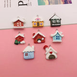10pcs Resin Christmas House Charm Pendant for DIY Making