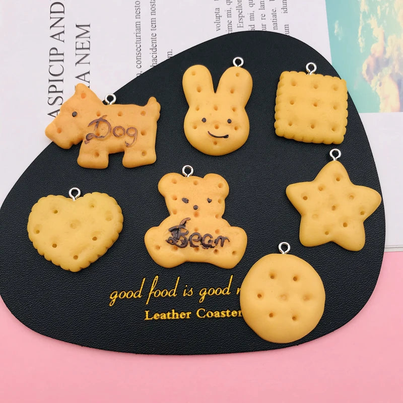 10pcs Resin Cookie Charm for DIY Keychain Earring Scrapbooking Necklace