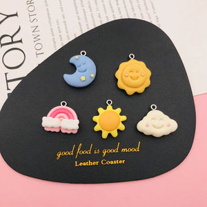 10pcs Resin Star Moon Cloud Charm Pendant Keychain Earring DIY Necklace