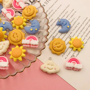 10pcs Resin Star Moon Cloud Charm Pendant Keychain Earring DIY Necklace