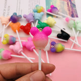10pcs Colorful Mouse Lollipop Resin Charm for DIY Crafting