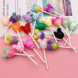 10pcs Colorful Mouse Lollipop Resin Charm for DIY Crafting