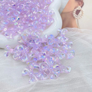 10pcs Ice Permeable 3D Fine Sparkling Skirt Knot Bow Beads ZZ118