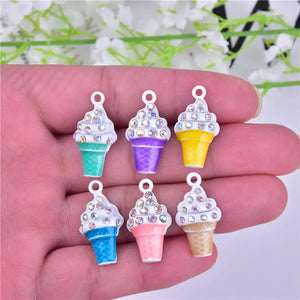 10pcs Ice Cream Sundae Earring Charms Pendant for DIY Jewelry Making