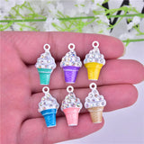 10pcs Ice Cream Sundae Earring Charms Pendant for DIY Jewelry Making