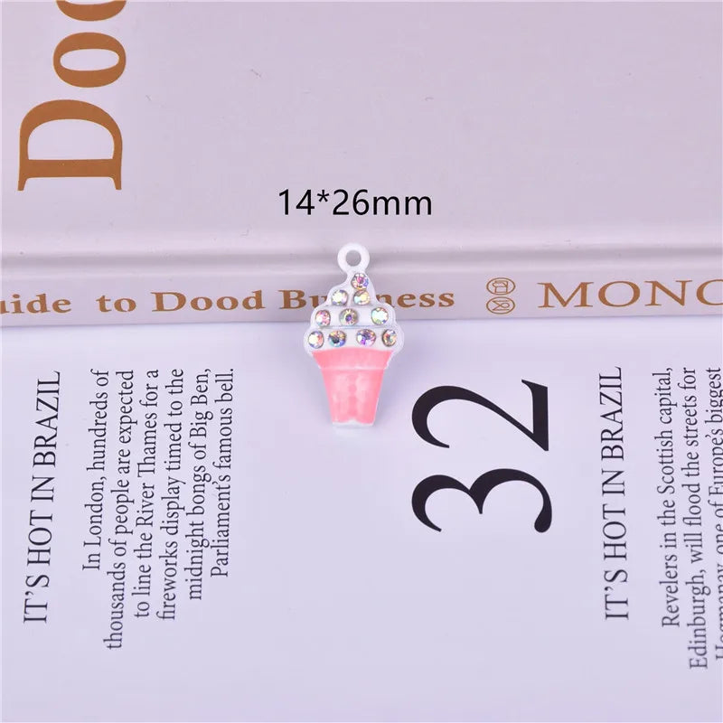 10pcs Ice Cream Sundae Earring Charms Pendant for DIY Jewelry Making