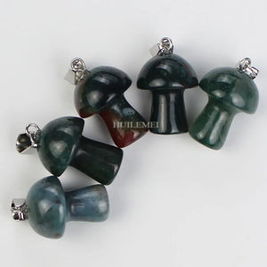 10pcs Indian Agate Stone Gemstone Mushroom Pendant Beads for Necklace