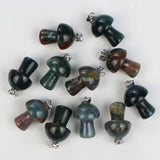 10pcs Indian Agate Stone Gemstone Mushroom Pendant Beads for Necklace