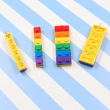 10pcs Rainbow Building Block Keychain Charms Brick Toy Pendant