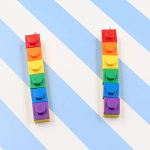 10pcs Rainbow Building Block Keychain Charms Brick Toy Pendant