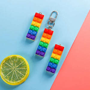 10pcs Rainbow Building Block Keychain Charms Brick Toy Pendant