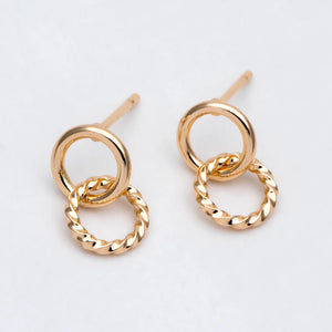 10pcs Linkage Circle Earring, Double Circle Ear Posts