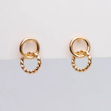 10pcs Linkage Circle Earring, Double Circle Ear Posts