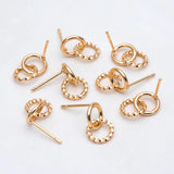 10pcs Linkage Circle Earring, Double Circle Ear Posts