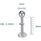 10pcs 16G 8mm Internally Threaded Labret Lip Rings Surgical Steel