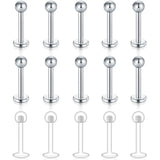 10pcs 16G 8mm Internally Threaded Labret Lip Rings Surgical Steel