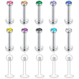 10pcs 16G 8mm Internally Threaded Labret Lip Rings Surgical Steel