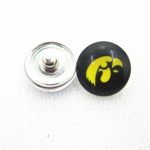 10pcs Iowa Hawkeyes snap buttons Glass 18mm Sport buttons Interchangeable
