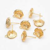 10pcs Irregular Earring Posts, 18K Plated Brass, Stud Earring Components