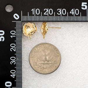 10pcs Irregular Earring Posts, 18K Plated Brass, Stud Earring Components