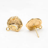 10pcs Irregular Earring Posts, 18K Plated Brass, Stud Earring Components