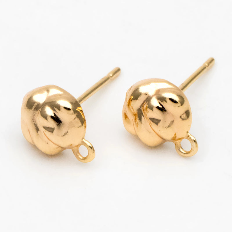 10pcs Irregular Earring Posts 18K Plated Brass Stud Earring Components GB-3339