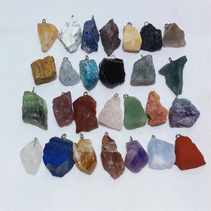 10pcs Natural Rough Stone Pendants Tiger Eye Agates Raw Healing Crystal Quartz