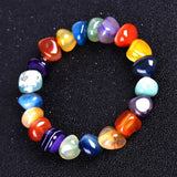 10pcs Irregular Shape Agate Colorful 7 Chakra Yoga Bracelet