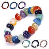 10pcs Irregular Shape Agate Colorful 7 Chakra Yoga Bracelet