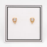 10pcs CZ Paved Stud Earrings, Irregular Shape, Plated Brass Findings