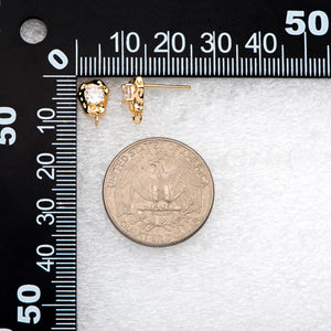 10pcs CZ Paved Stud Earrings, Irregular Shape, Plated Brass Findings