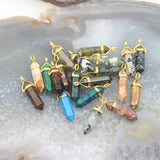 10pcs Jaspers Gemstone Plated Bails Hexagonal Point Pendants