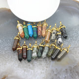 10pcs Jaspers Gemstone Plated Bails Hexagonal Point Pendants