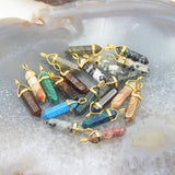 10pcs Jaspers Gemstone Plated Bails Hexagonal Point Pendants