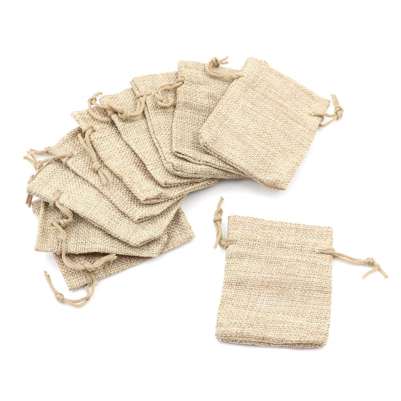 10pcs Jute Bags Gift Drawstring Pouch Packaging Bags For Gift Linen Bags