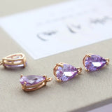 10pcs KC Plated 8x12mm Purple CZ Pendant Charms DIY Jewelry Making