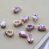 10pcs KC Plated 8x12mm Purple CZ Pendant Charms DIY Jewelry Making