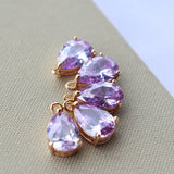 10pcs KC Plated 8x12mm Purple CZ Pendant Charms DIY Jewelry Making