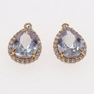 10pcs Micro Pave CZ Teardrop Pendant For Bridal Jewelry