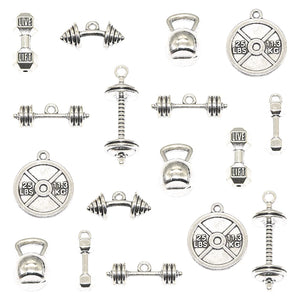 10pcs Sports Fitness Equipment Charms for DIY Jewelry Making