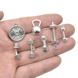10pcs Sports Fitness Equipment Charms for DIY Jewelry Making