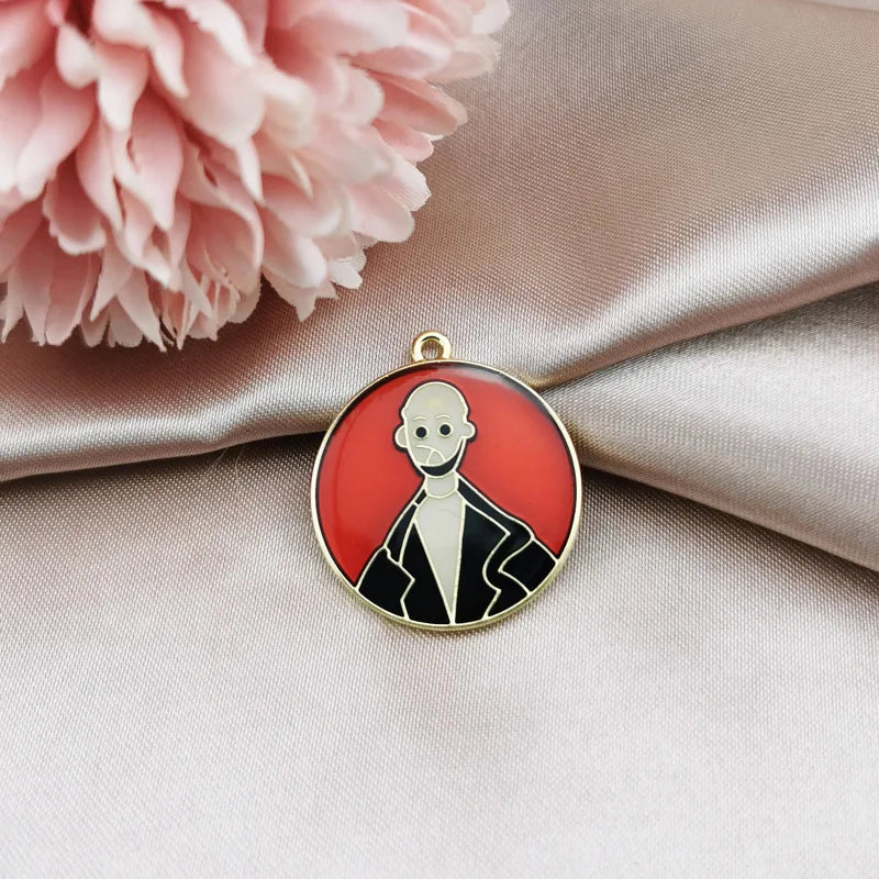 10pcs Enamel Oil Painting Disc Pendant DIY Charms for Necklace Bracelet