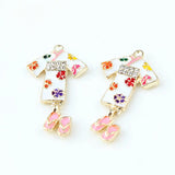 10pcs Kimono Enamel Charms Japanese Clothing Pendants DIY Jewelry Making