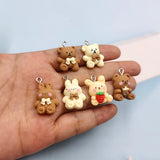10pcs Korea Bowknot Bear Rabbit Resin Charms for DIY Jewelry